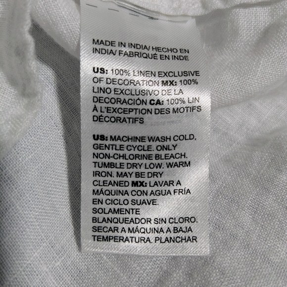 Chico’s White Floral Applique Ruffle Linen Tunic LS Top Sz 2/US Large Beach Boho - Picture 9 of 10